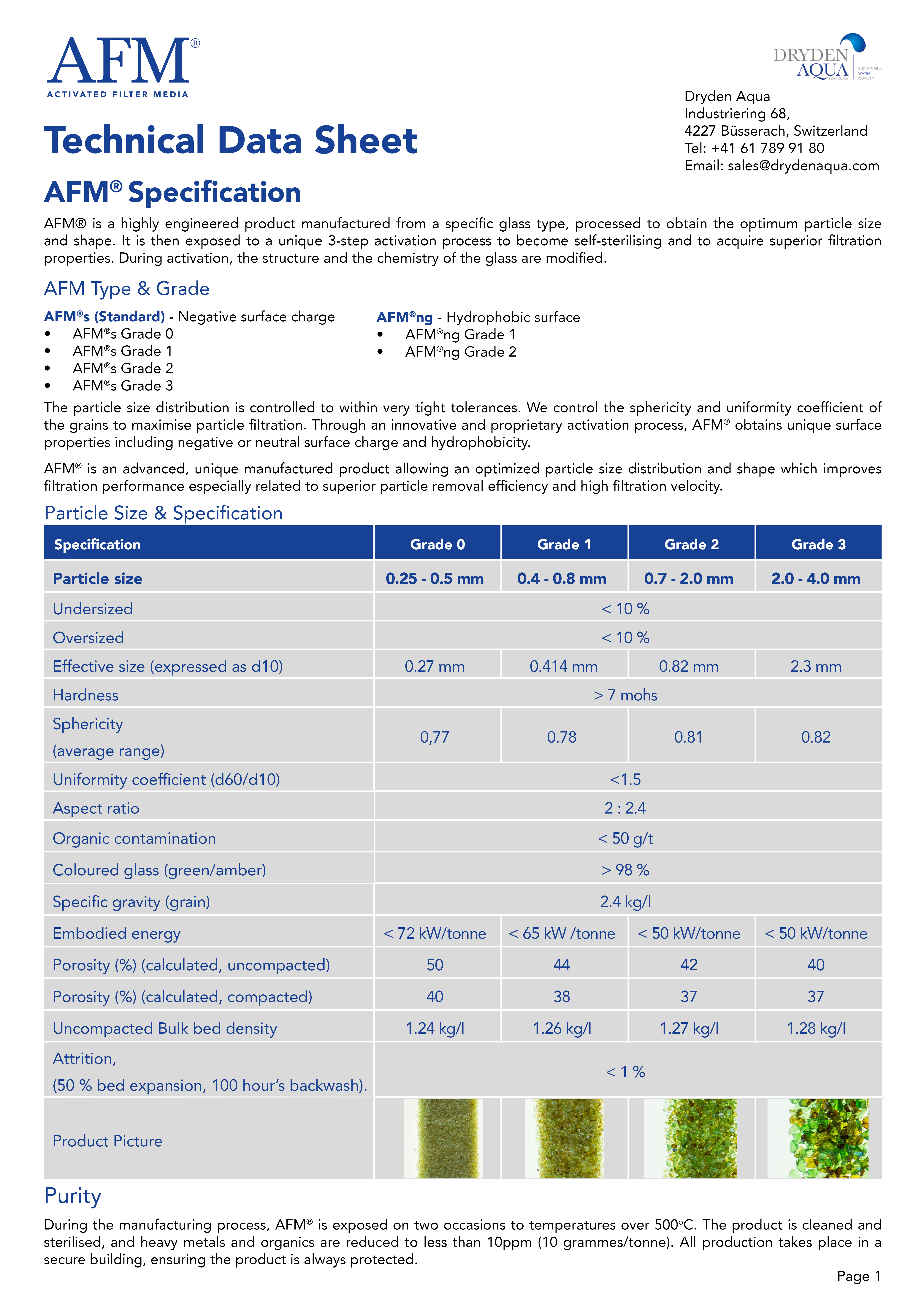 AFM Water Treatment - Technical Data Sheet